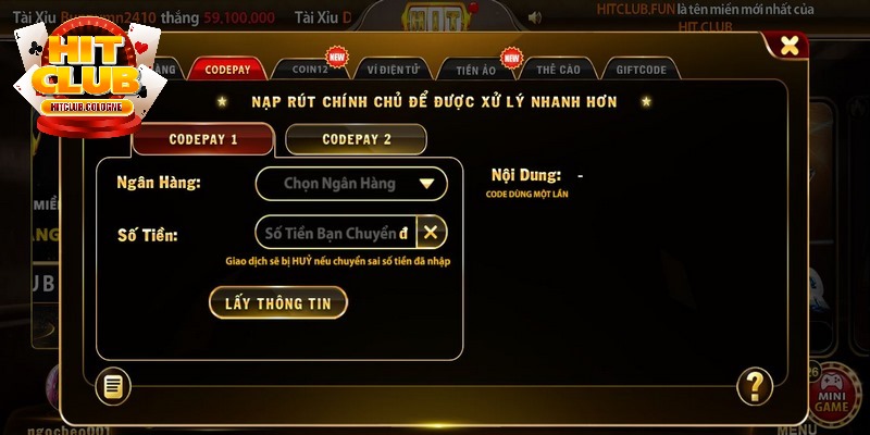 Nạp rút tiền dễ dàng cùng cổng game uy tín Hit club 