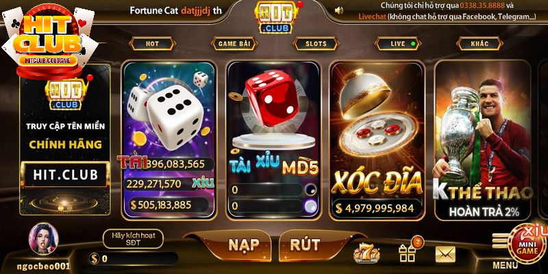 Cổng game Hit club cung cấp nhiều trò chơi đổi thưởng hấp dẫn